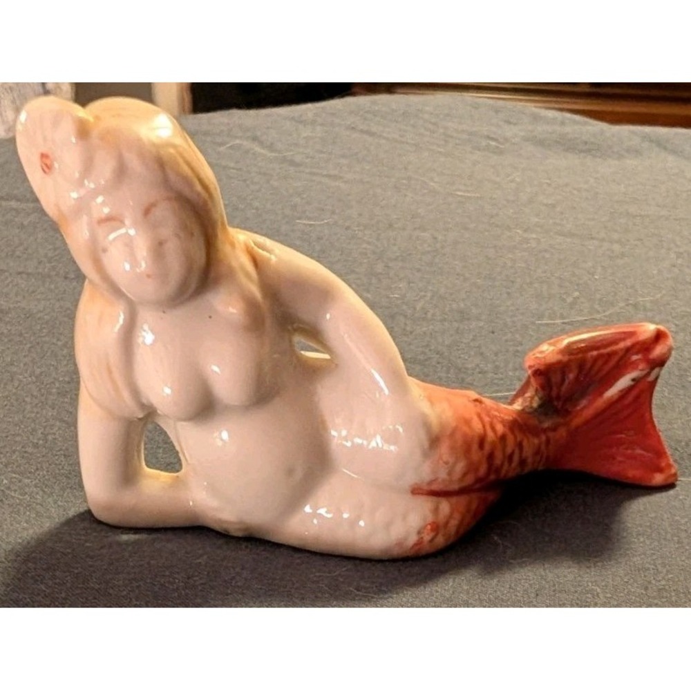 VINTAGE Japan Ceramic Nude MERMAID Aquarium Figurine BATHING BEAUTY